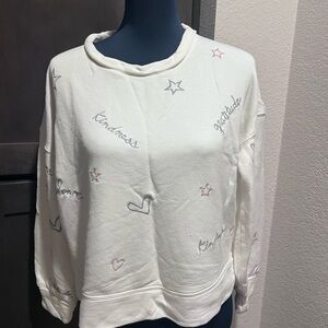 Splendid White Embroidered Sweatshirt